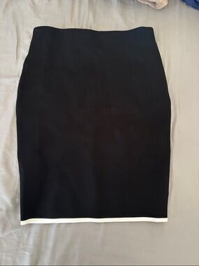 Express Black Pencil Skirt with White Hem Detail